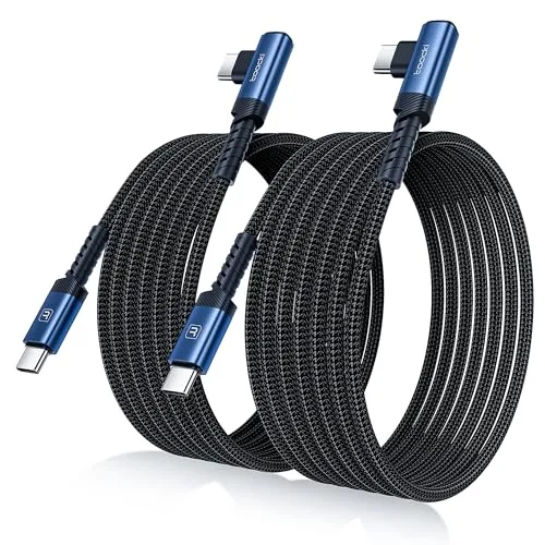 toocki Cable USB C 60W [2M+2M] PD 3.0 Type-C Coudé, Tressé Nylon, Bleu