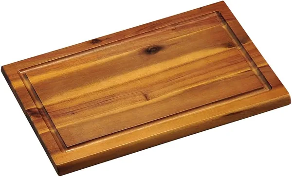 KESPER | Deska do krojenia z rowkiem na sok, materiał: drewno akacjowe, wymiary: 32 x 21 x 1,5 cm, kolor: brązowy, naturalny | 28180
