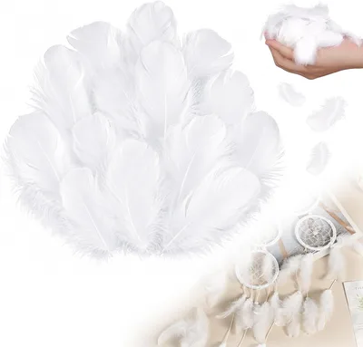 400 piume bianche per fai da te, 6-12 cm, piume bianche