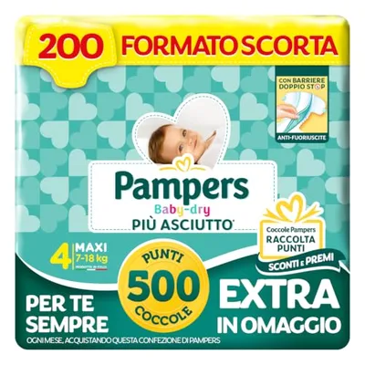 Pampers Baby Dry Maxi, rozmiar 4 (7-18 kg), 200 pieluch dla niemowląt