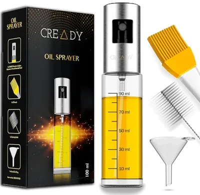 CREADY | Pulverizador de aceite para aceite de cocina | Botella pulverizadora de aceite para cocinar | Pulverizador de aceite de oliva para ensalada | Spray de aceite de oliva | Botella de spray para