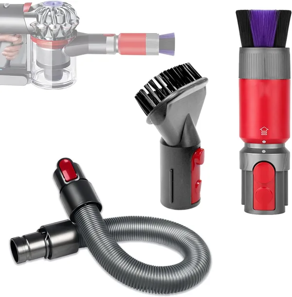 Zestaw 3 szczotek do kurzu, bez pozostawiania ?ladów, bez zarysowa?, szczotka do odkurzacza do w??a Dyson V7/V8/V10/V11/V12/V15, akcesoria, przed?u?enie, elastyczny w?? do Dyson