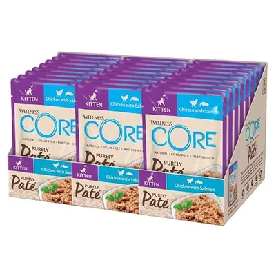 Wellness CORE Purely Paté 24 x 85g, Huhn & Lachs – Nassfutter für Katze