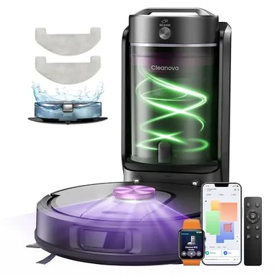 Vexilar Saugroboter mit Wischfunktion, beutelloser Multi-Zyklon Saugroboter mit Absaugstation, 10.000Pa & 200 Min Staubsauger Roboter, 3-in-1 Saug und Wischroboter für Tierhaare & Teppich