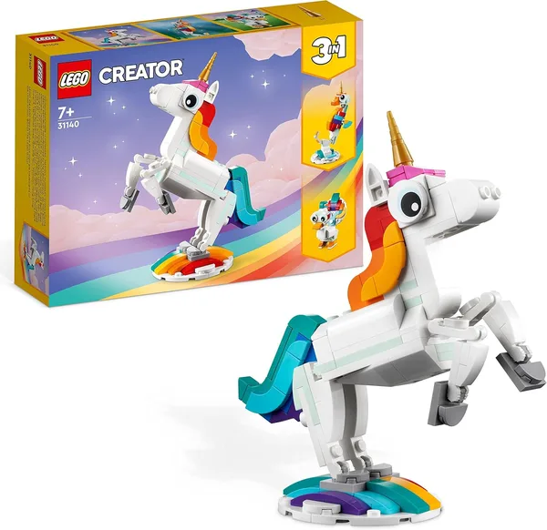 LEGO Creator Magiczny jednorożec 31140 | Model, zestaw 3 w 1, prezent dla dzieci 7+, 145 elementów