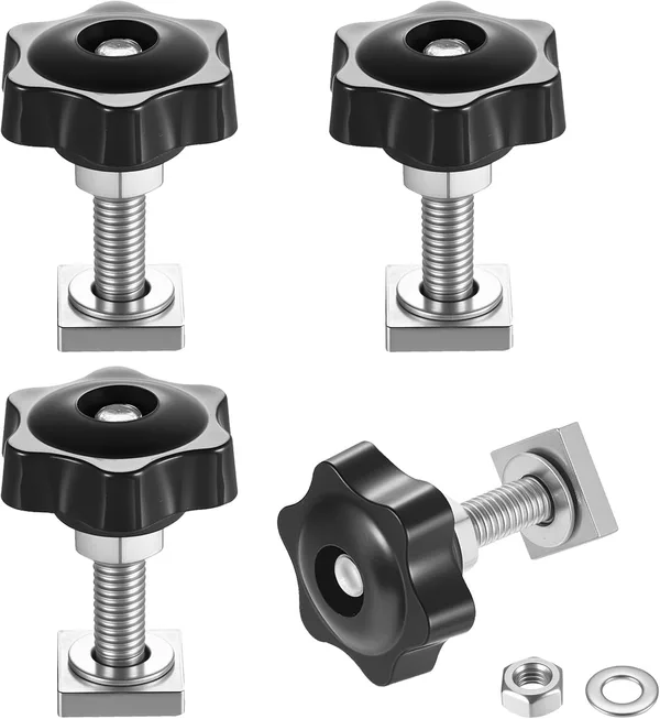 Zestaw 4 nakrętek szczelinowych M8 x 40 mm, nakrętki T M8, adaptery śrub T z nakrętkami gwiazdowymi i podkładkami do adapterów, bagażników dachowych, bagażników rowerowych i szyn