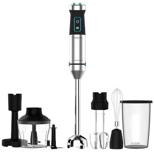 Cecotec Stabmixer Power TitanBlack 1500 XL PerfectCream&Crush. 1500 W, CrossBlades Technologie mit 4-Klinge-Blättern mit schwarzer Titan-Beschichtung, extralangem Fuß, Spritzschutz-Klingeneinsatz