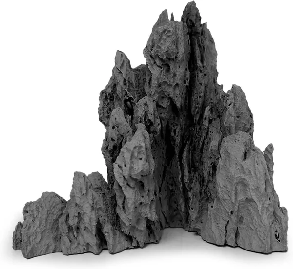 FZONE Skały akwariowe z żywicy formowany kamień lekkie dekoracyjne skały akwariowe do akwarium ozdoba widok na góry, paludarium, terraria (rozmiar: 19 cm 19 cm