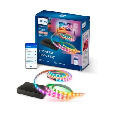 Philips Smart Lighting HDMI 2.1 Sync Box 8K z Podświetleniem TV 75"–85", Taśma LED RGBIC, Ultra Szybkie Odświeżanie, Personalizowane Oświetlenie, Łatwy Montaż, TV, Filmy, Gaming