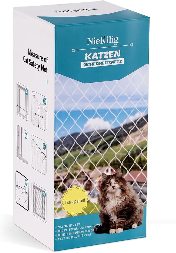 Katzennetz für Balkon ohne Bohren, Katzen für Balkonen, Katzengitter Fenster, Zum Terrassen Und Fenstern (2mx3m.)