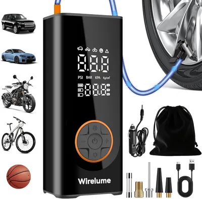 Bezprzewodowa pompka do opon przenośna sprężarka powietrza cyfrowa samochodowych elektryczna Pompa 6000mAh z Podwójnym Wyświetlaczem Preset Pressure AutoStop DC 12 V 150 PSI rowerów/Rower/Motocyk