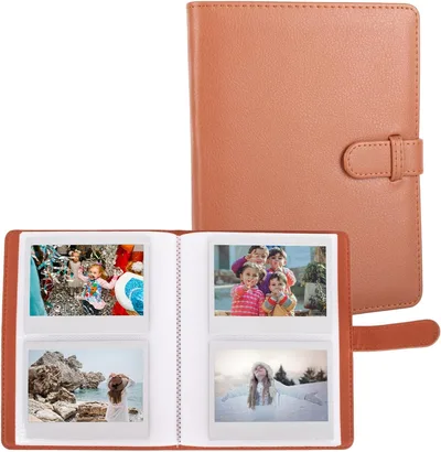 MUZIRI KINOKOO Fotoalbum mit 80 Taschen für Instax Wide EVO/400/300/210/LINK WIDE Kamera, PU Lederalbum für 5-Zoll-Filme, horizontales Stil-Litschi-Textur-Sammelalbum-Buch - Braun
