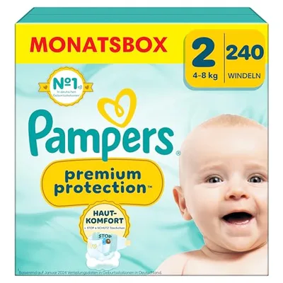 Pampers Baby Nappies Size 2 (4-8 kg) Premium Protection, Mini, Pack of 240, Old Version