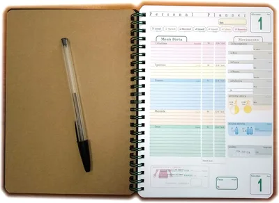 Personal planner – Tagebuch für Gewichtsverlust, Aktivität – Spiralblock 15 x 21 cm