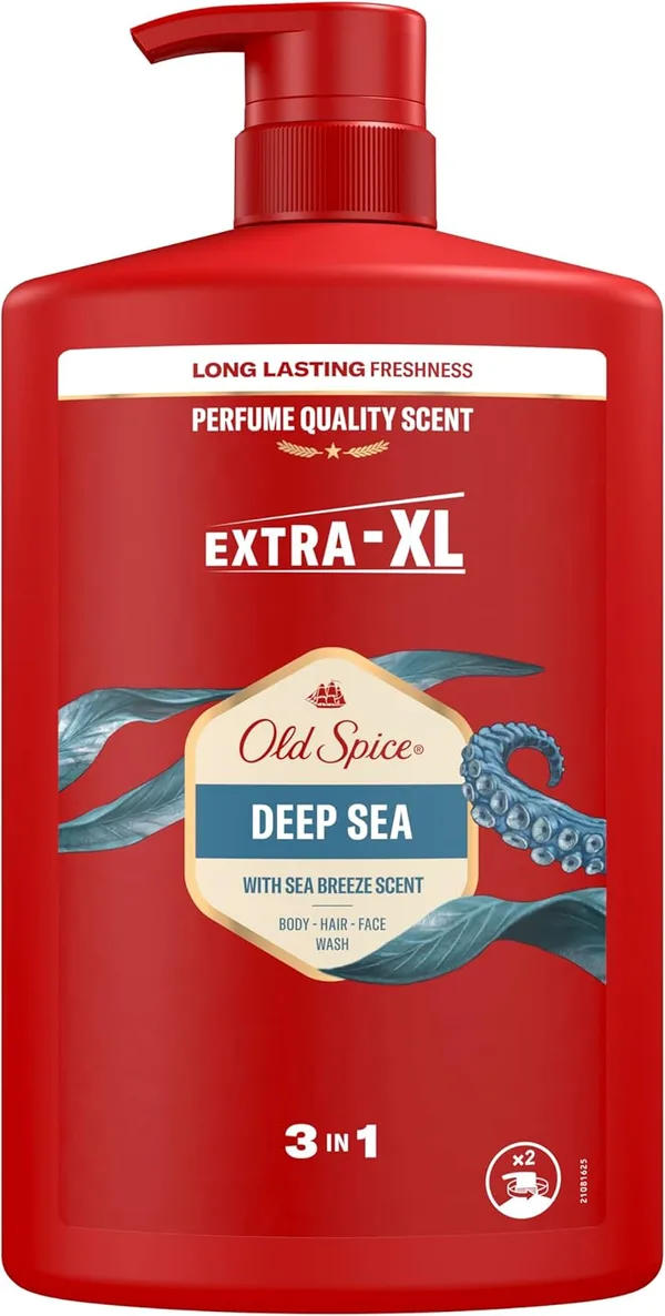 Old Spice Deep Sea Żel pod prysznic i szampon dla mężczyzn 1000ml | Uniwersalna formuła 3 w 1 do mycia ciała, włosów i twarzy, długotrwała świeżość, głębokie oczyszczanie