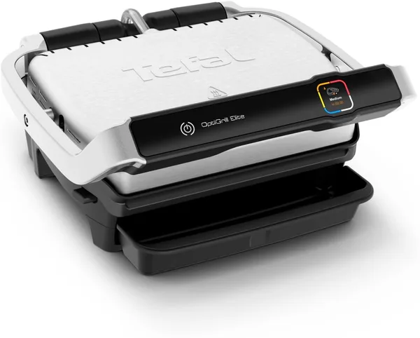 Tefal Optigrill Elite GC750D elektryczny grill do pomieszczeń, 12 automatycznych programów grillowania, intuicyjny czujnik, funkcja Grillboost, akcesoria nadają się do mycia w zmywarce, książka z przepisami (może nie być dostępna w języku polskim)