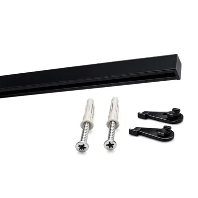 Deco-Raum Riel de cortina a medida de aluminio, carril interior cuadrado, plano, fijación al techo, barra de cortina, riel interior, barra para cortinas con pestillo tensor, negro, 200 cm, cuadrado