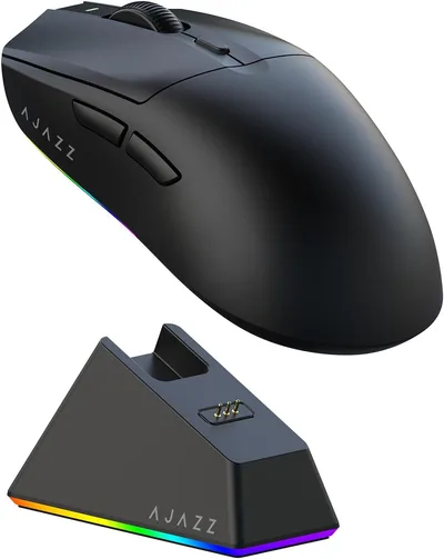 AJAZZ AJ139V2 MC Kabellose Gaming-Maus mit magnetischer Ladestation, 66 g ultraleicht, 22000 DPI PAW3311 optischer Sensor, Tri-Mode (2,4 G/BT5.0/kabelgebunden), 80M Klicks, programmierbar für PC/Mac