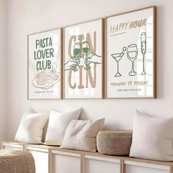 Xiyocadt Set di 3 poster da cucina, stampa artistica da parete, immagine vintage, per cucina, soggiorno, cucina, decorazione estetica, senza cornice (21 x 30 cm)