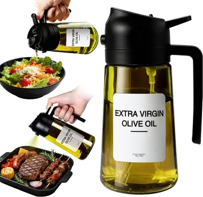 Rozpylacz do oleju spożywczego – szklana butelka o pojemności 470 ml, nieprzepuszczająca światła, do kuchni, frytkownicy powietrznej, gotowania, sałatek i grillowania