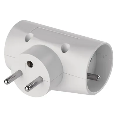 Rozgałęźnik 3x EMOS: 2x wtyczka typu E (Polska) + 1x wtyczka typu Euro, potrójne gniazdo wielofunkcyjne, białe, 16 A / 3680 W