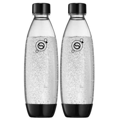 SodaStream Fuse – 2x bottiglie in plastica 1L per gasare l’acqua, nera