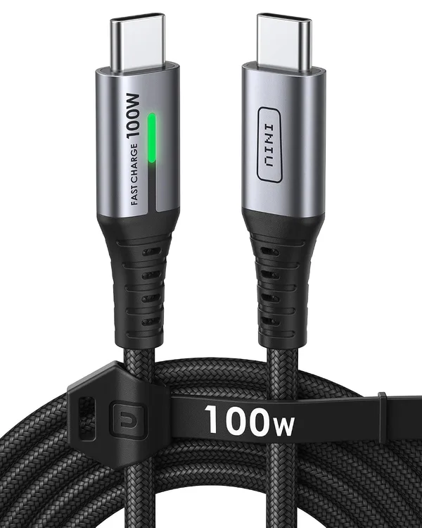 INIU Kabel USB C, 2m 100W PD Szybkie ładowanie Type C na USB-C kabel | Nylonowy Pleciony Kabel Ładowarki USB-C do iPhone 17 16 15 Pro Max Samsung S25 S24 Ultra Pixel 10 9a iPad Pro MacBook Air etc