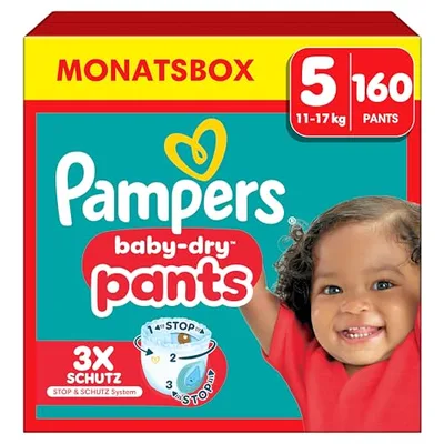 Pampers Pannolini taglia 5 (12 – 17 kg) Baby-Dry, Junior con sacchetto di protezione e arresto