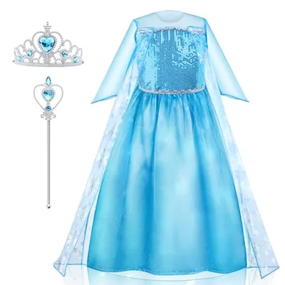AYBUY Costume de princesse lumineuse avec couronne de baguette magique