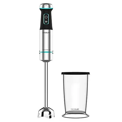 Cecotec Mixeur Plongeant Power TitanBlack 1200 XL. 1200W, Technologie CrossBlades avec lames Revêtues en Titane noir, Cloche anti-éclaboussures, Sélecteur de vitesse progressif, Pied XL