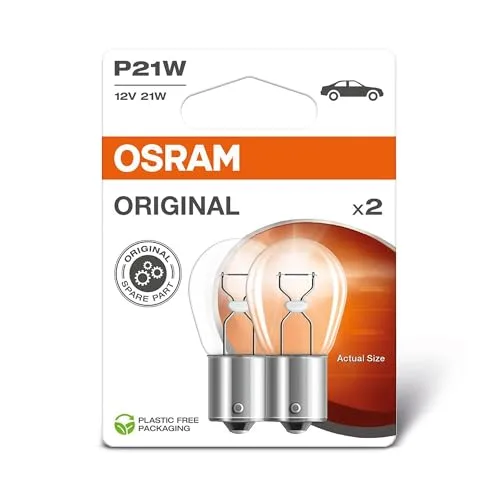 OSRAM ORIGINAL LINE 12V, P21W, lampe de signalisation, base en métal, double blister, (2 lampes), white