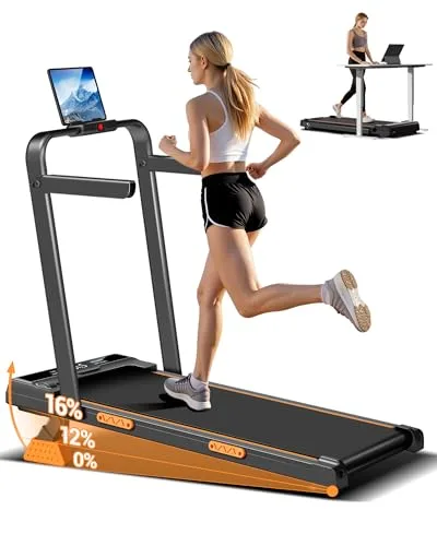 LONTEK Laufband, neigbar, 15%, 10 km/h, Laufband, mit LED-Anzeige, Fernbedienung, 2,5 PS Treadmill, Laufpad, leise, kompakt, für Zuhause und Büro, max. 136 kg
