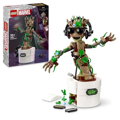 LEGO | Marvel La Danse de Bébé Groot, Figurine Animée à Construire pour Enfants, Personnage des Gardiens de la Galaxie, Set de Jeu Interactif Manuel, Cadeau de Super-Héros pour Garçons et Filles 76297