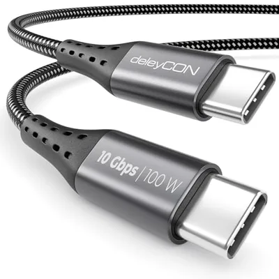 deleyCON 0,5m Kabel USB-C (USB 3.2 Gen2 100W & 10Gbit/s) 4K@60Hz