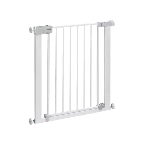Safety 1st Auto Close Gate, Barrière de sécurité enfant Safety 1st, 73-80 cm (max. 136 cm), Barrière escalier enfant à pression, Ouverture d'une main, Sans vis ni perçage, Double verrouillage, Blanc