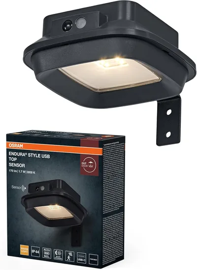 Osram ENDURA Style USB Wall Top Sensor IP44 Dark Grey