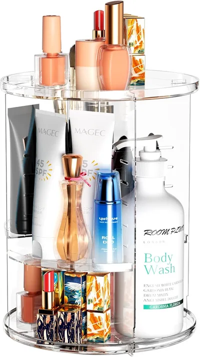 Fousenuk Organisateur Maquillage, Rotatif 360 Degrés Rangements,Transparent