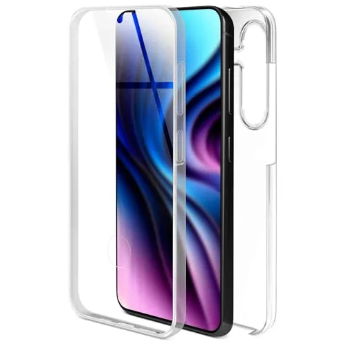 ONEFLOW Funda táctil para Samsung Galaxy S25, 360 grados, protección completa por ambos lados, funda con protector de pantalla, carcasa de TPU transparente, parte delantera y trasera, antigolpes,