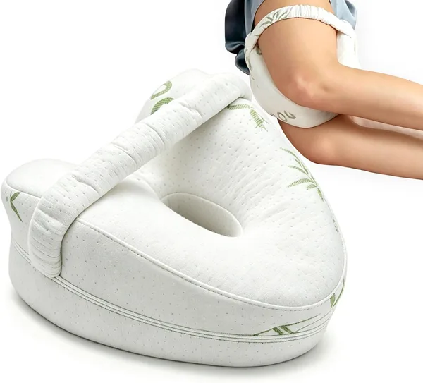 Cuscino per ginocchia per chi dorme sul fianco, ergonomico, in memory foam, traspirante, lavabile, comodo cuscino per gambe, dormire, viaggi, divano