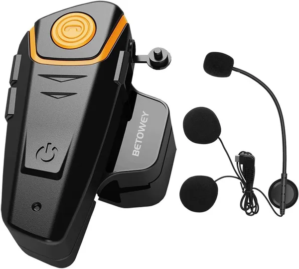 2X BT S2 Intercomunicador Casco Moto Manos Libres Auriculares Sistema de Comunicación por Bluetooth para Motocicletas (Paquete 2, Micrófono Duro)
