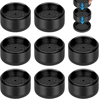 8 Pezzi Rialzo Piedi Letto Rotondo, Rialzo per Tavolo da Pranzo Diametro Interno 57 mm, Nero Rialzi per Mobili Aggiornato Impilabile, Antiscivolo Alzate del Letto, per Tavoli, Sedie, Armadi