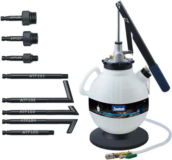 Strumenti di erogazione del sistema di ricarica ATF manuale da 7,5 litri Kit di strumenti per pompa di riempimento olio e liquido per trasmissione automatica con adattatori di riempimento ATF