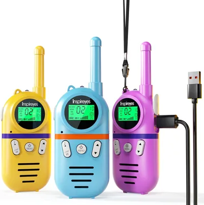 Inspireyes Walkie Talkie Kinder Aufladbar 3er Set Geschenk Jungen Mädchen