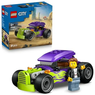 LEGO City Hot Rod - Race Car Toy w/a Driver Minifigure & Folding Roof - Fine Motor Skills Building Set - Small Birthday Gift Idea for 5+ Year Old Boys - 60485